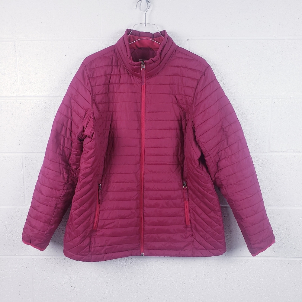 Duluth Trading Company Grab Puffer Jacket Full Zip Dark Pink Magenta‎ Size XL